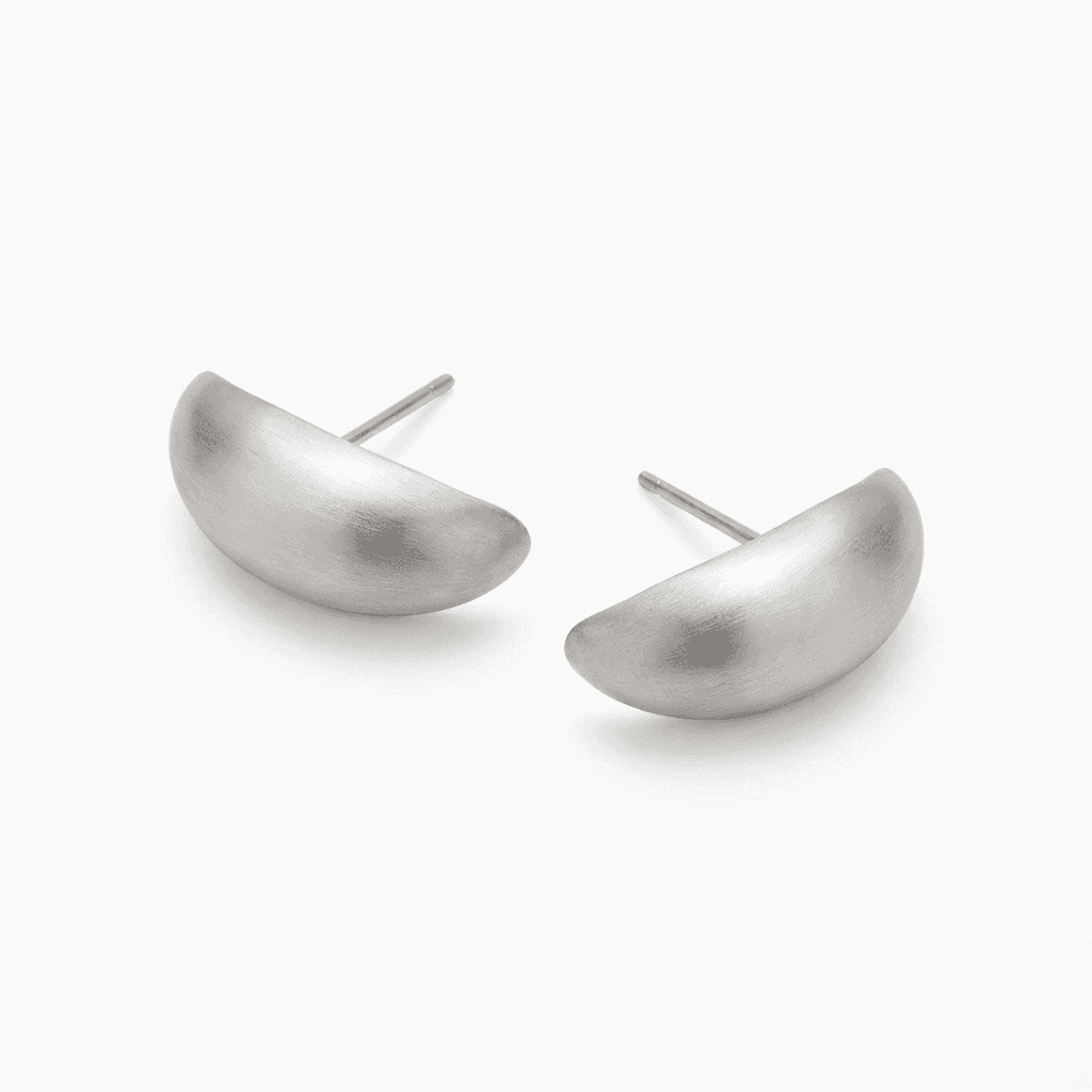 Boucles d'oreilles ovales argent satiné