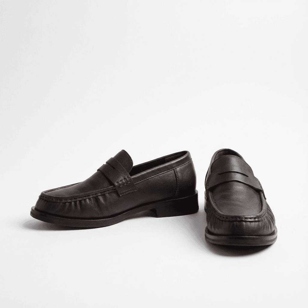 Mocassins cuir chocolat brûlé